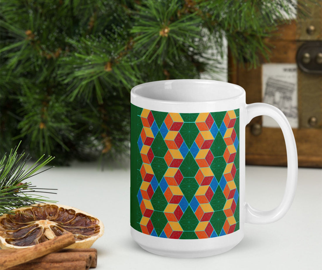 Falling Blocks Geometric Design Mug