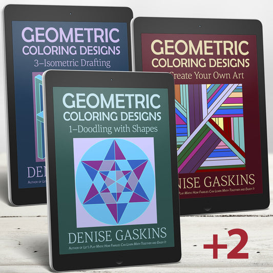 Geometric coloring designs math art bundle printable activity books by Denise Gaskins