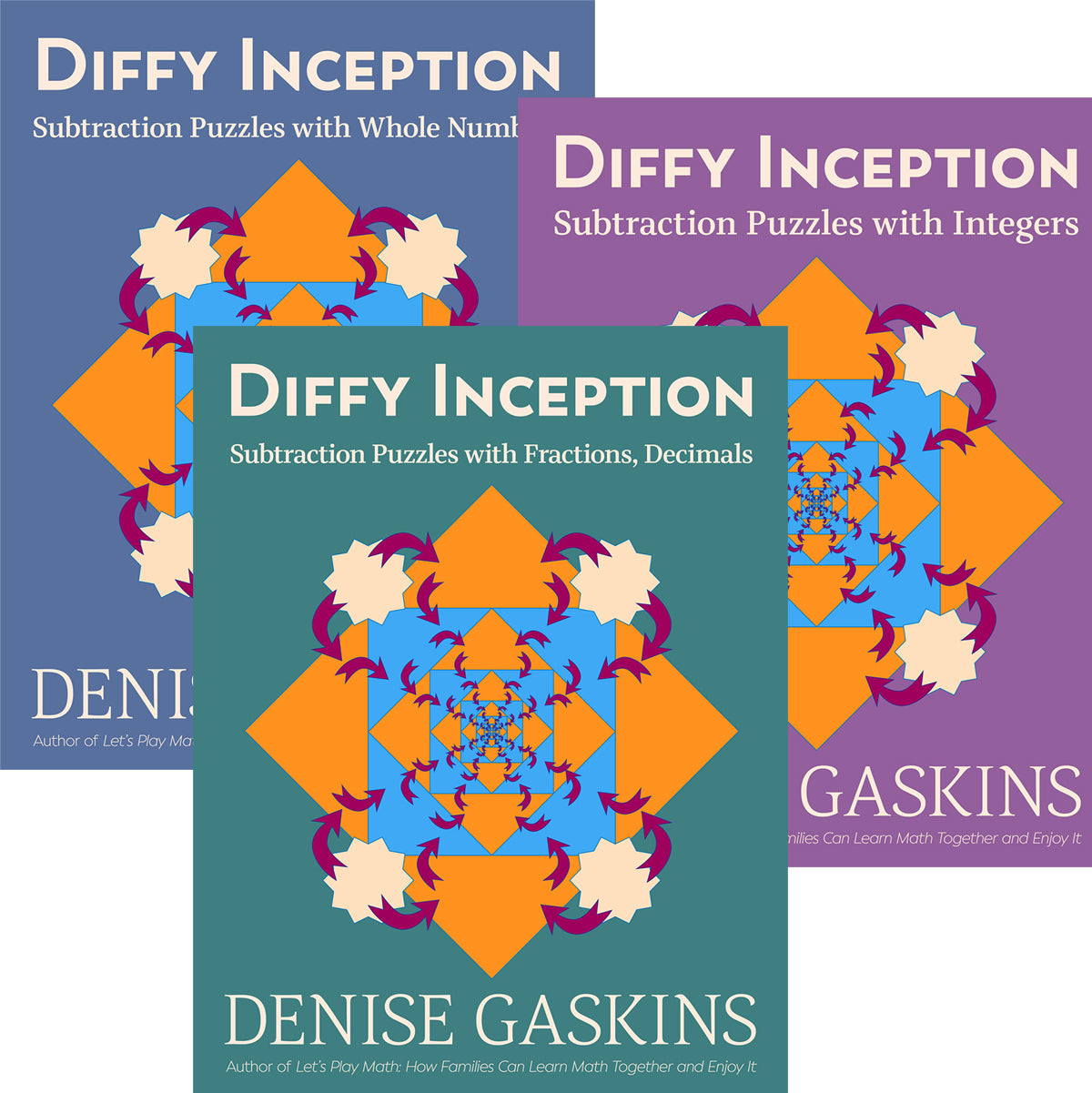 Diffy Inception subtraction math puzzle bundle printable activity books by Denise Gaskins