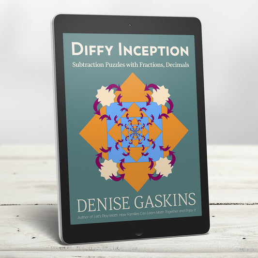 Diffy Inception subtractions puzzles with fractions and decimals printable math activity book by Denise Gaskins