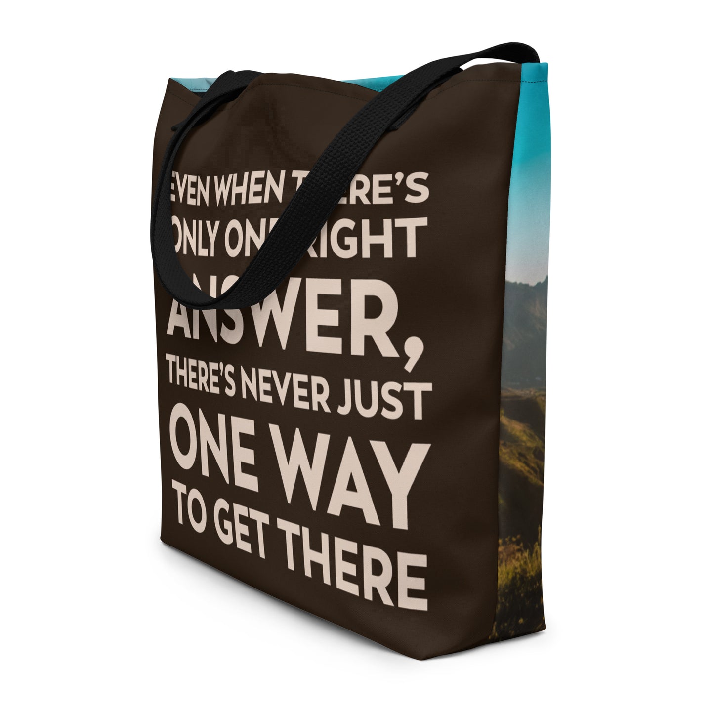 One Way Large Tote Bag with Pocket